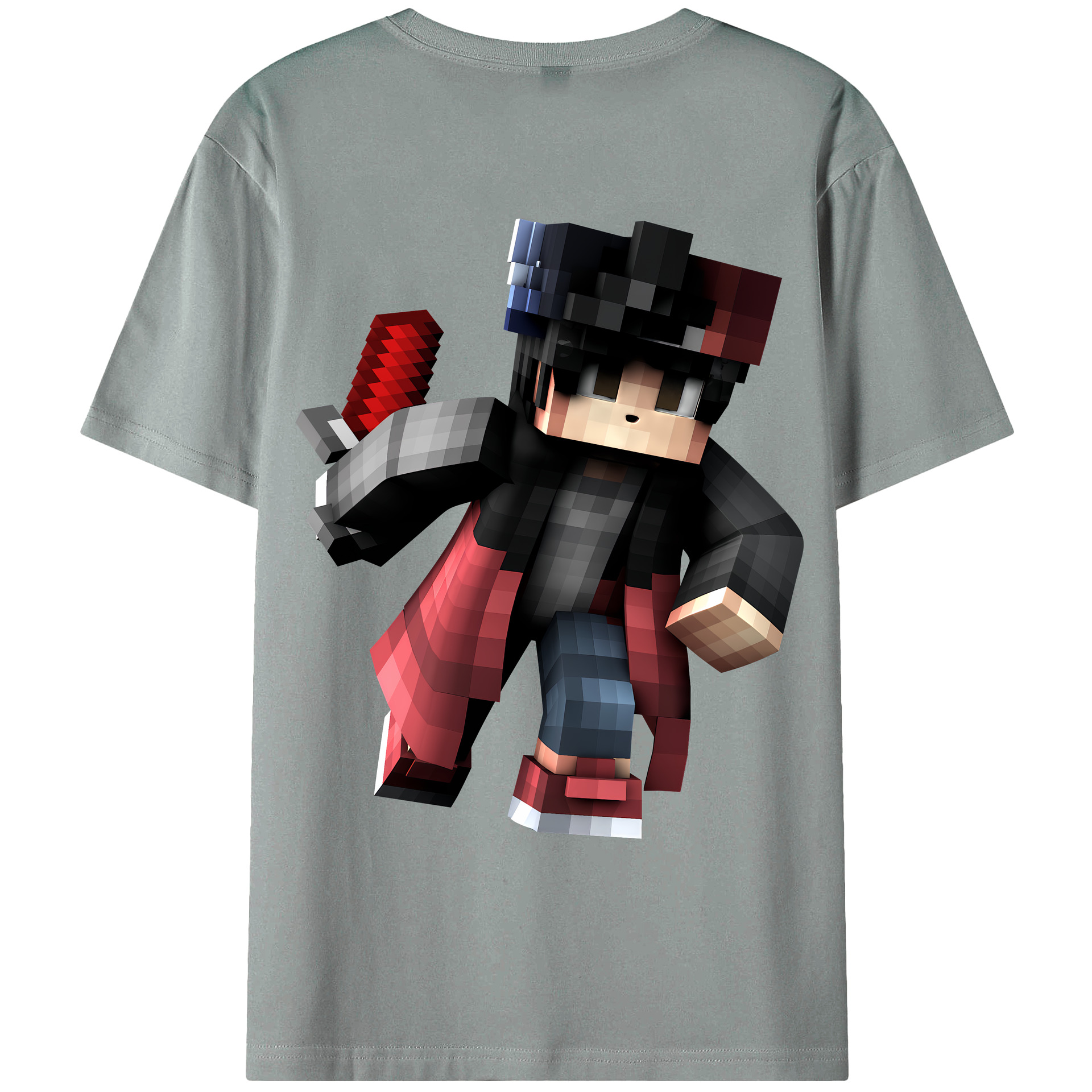 （画像用） マインクラフト ブロックの世界 Minecraft MC Block world 綿100％ メンズ半袖Tシャツ（バックプリント） 通気性